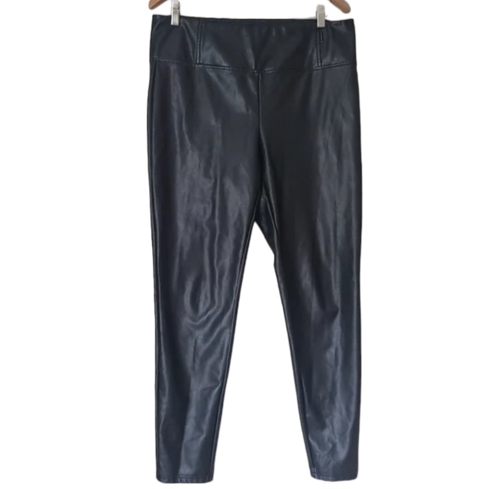 NWT Laundry by Shelli Segal Black Faux Leather High Waisted Leggings